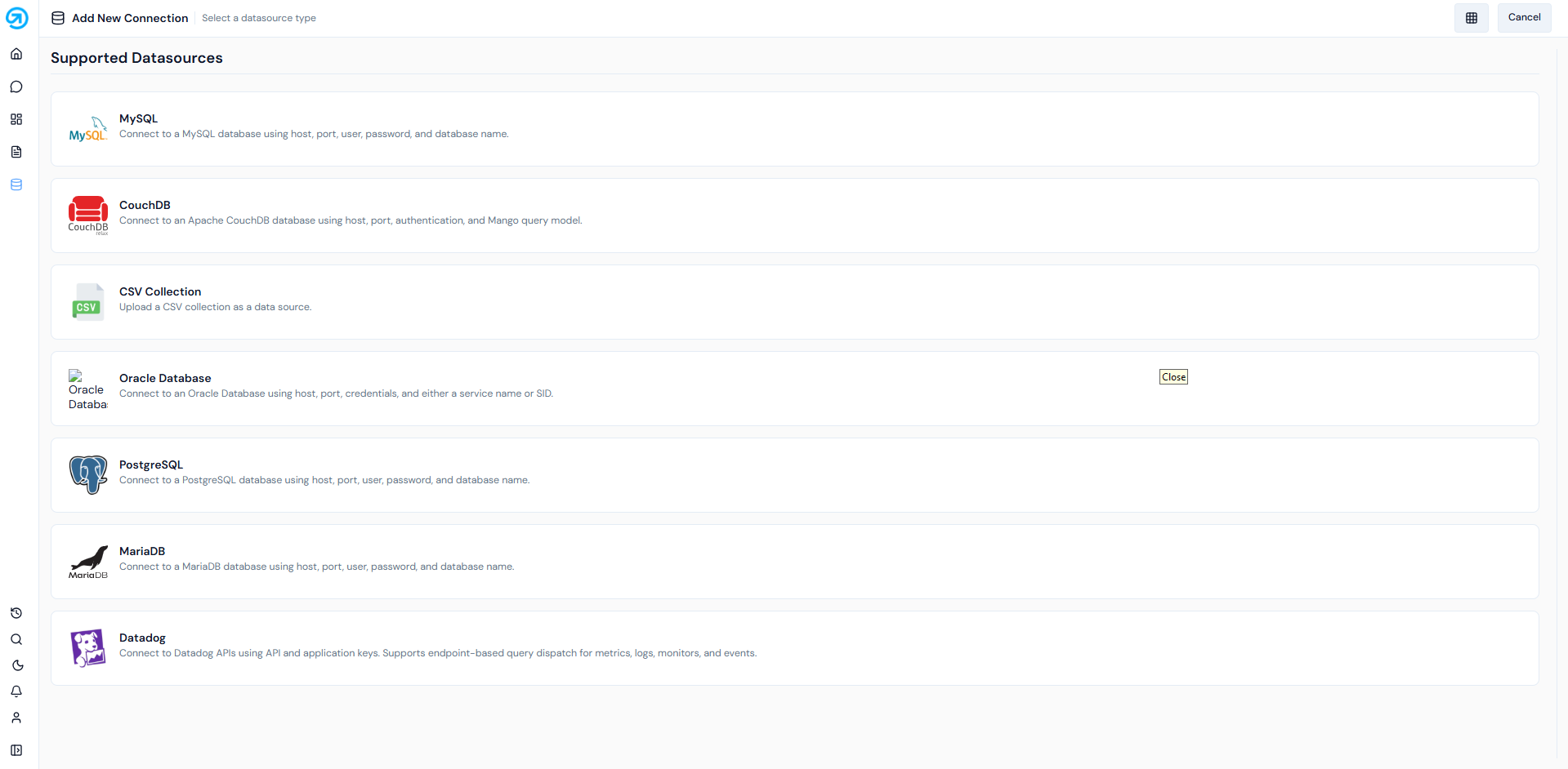 Governed sources in DataInViz